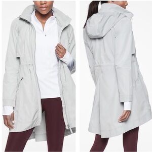Athleta Light Gray Trench Coat with Hood